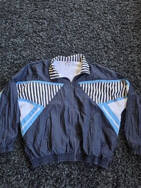 Todd1 Jacket Large Adult Zip Windbreaker Outdoor 80s Mens 2XL Vintage Colorblock
